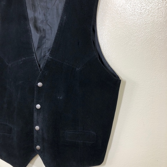 Western Frontier Suede Snap Front Leather Vest - Picture 2 of 5